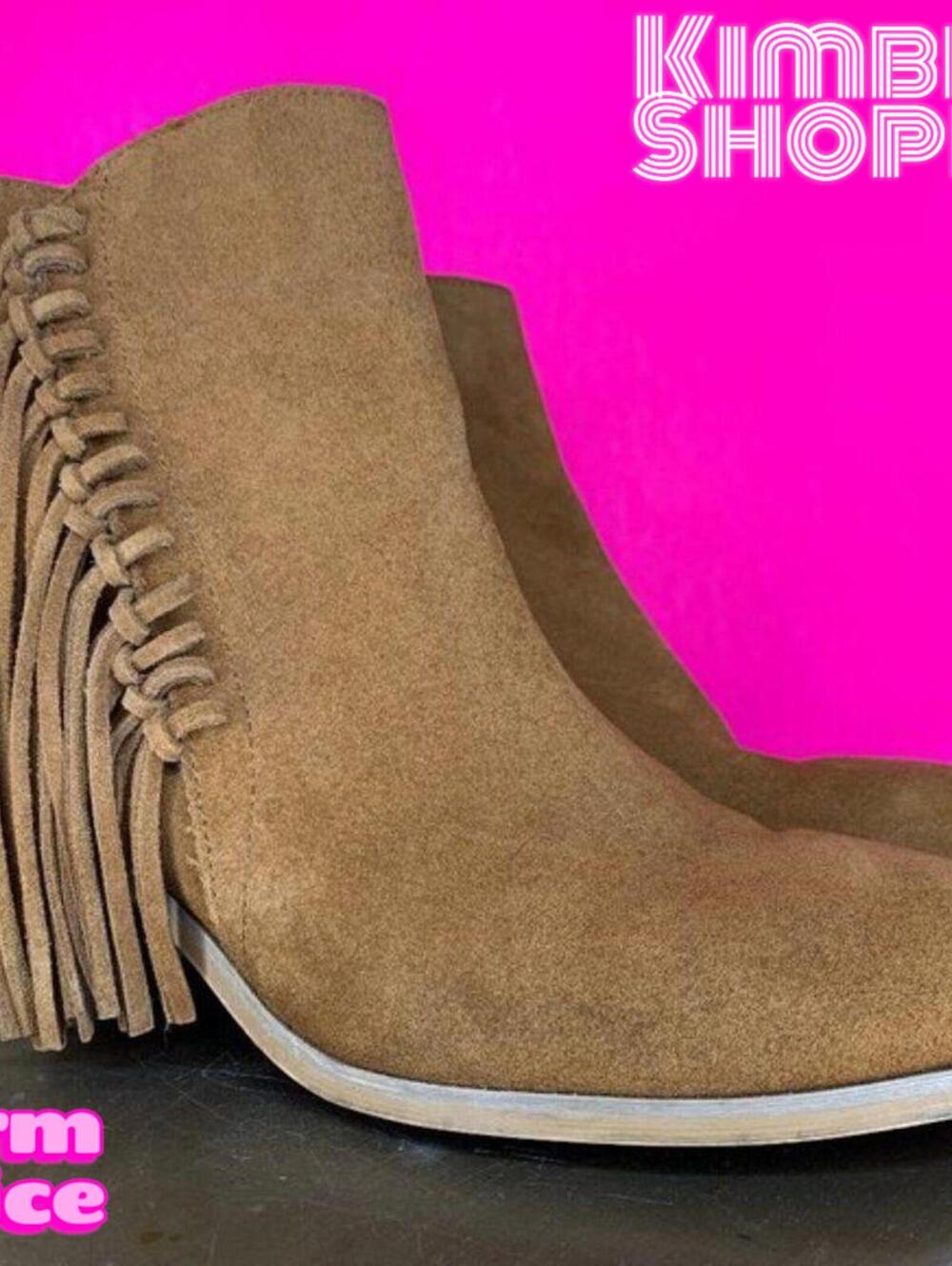Kenneth Cole Reaction Rotini Brown Suede Fringe Ankle Boot US 9 UK 7 EU 40
